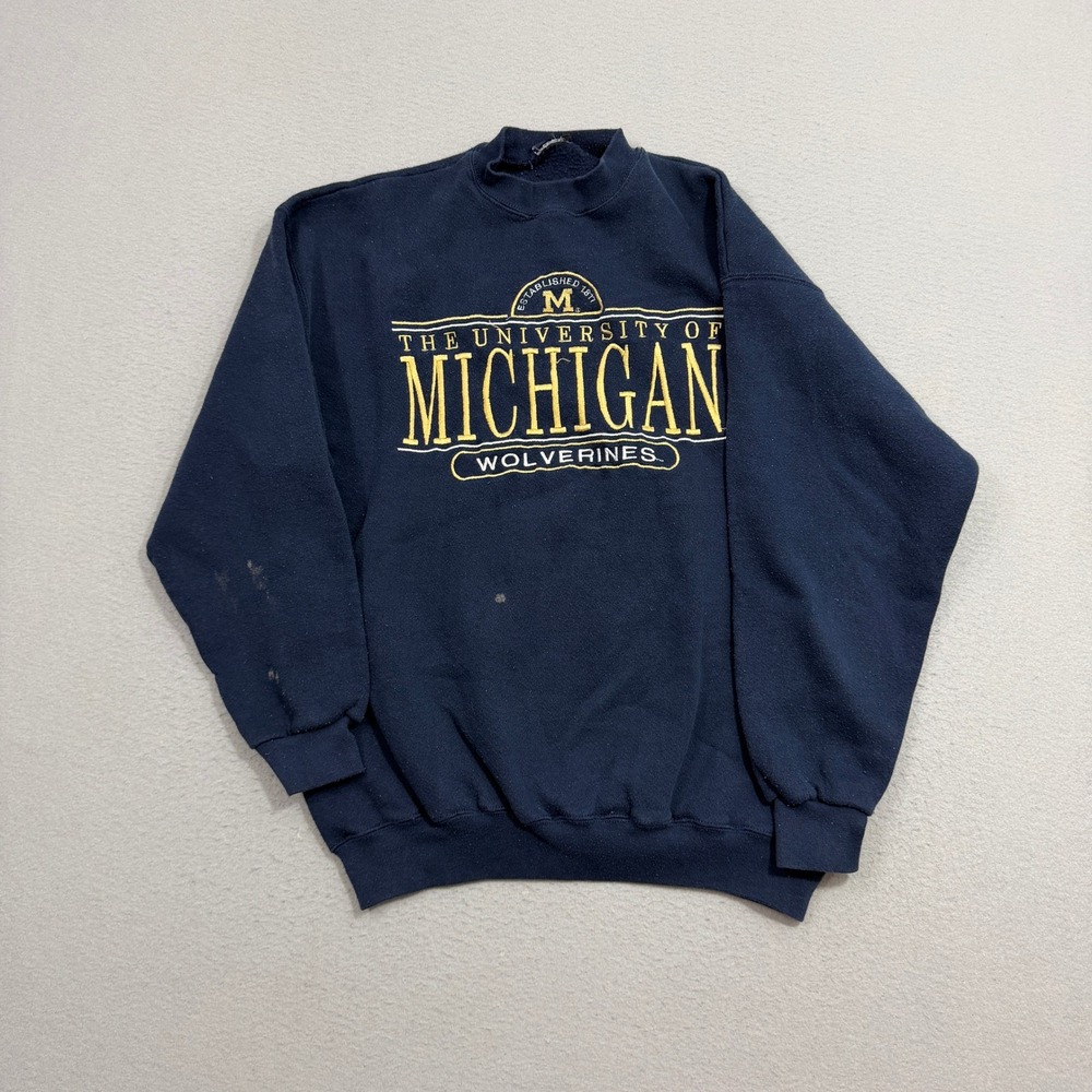 Vintage University of Michigan Wolverines Sweatshirt Size XL Blue Pullover 90s